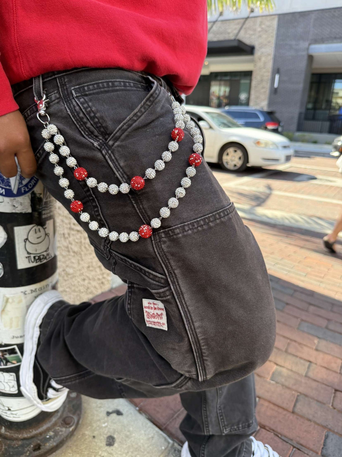 Red Rhinestone Wallet Chain