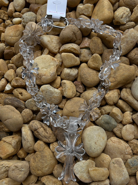 Cross Chain Flower Pendant