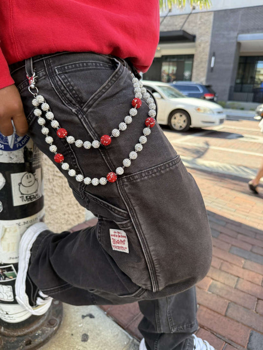 Red Rhinestone Wallet Chain