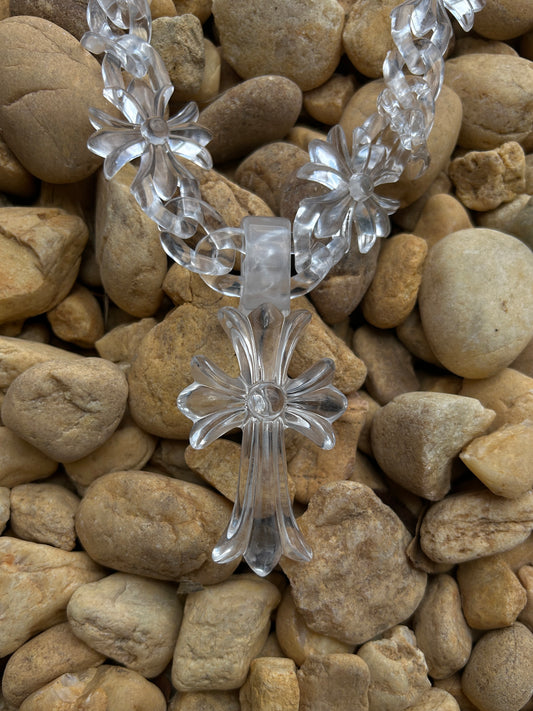 Cross Chain Flower Pendant